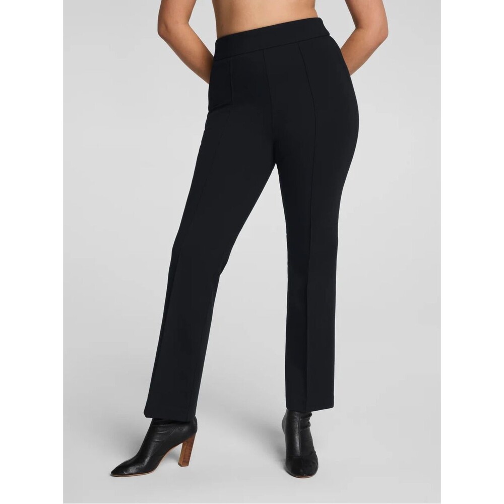 Spanx Black Ponte Kick Flare High Rise Pull-On Pants with Pintucks Size Large